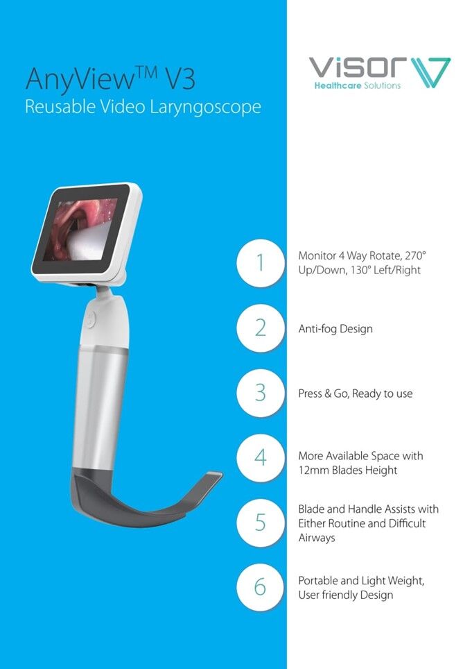 Video Laryngoscope Model: Anyview V3 Visor Healthcare (UK)
